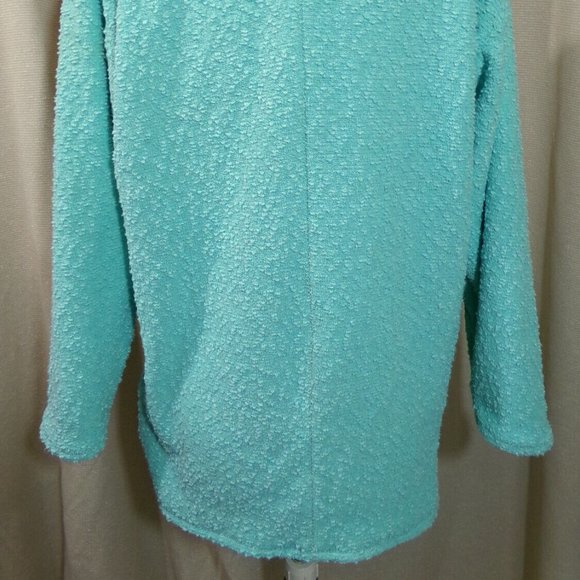 New POPCORN KNIT crew neck Sweater Top XL Mint Green dolman sleeve Tunic stretc - Picture 7 of 8